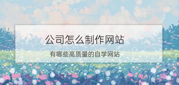 公司怎么制作网站 有哪些高质量的自学网站？